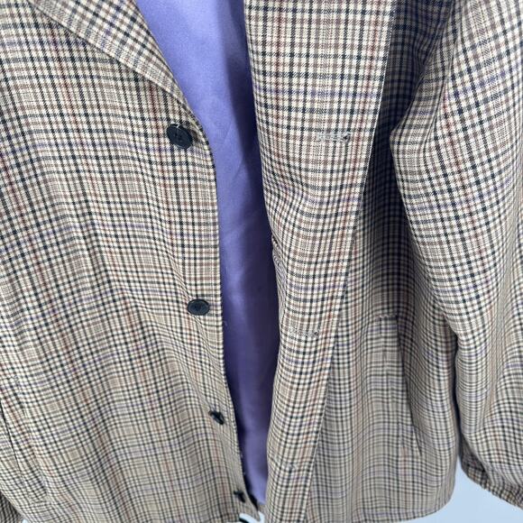 Ovadia & Sons Jacket Wool Coaches Plaid Print‎ Men's Size Medium Tan Brown - Picture 7 of 8